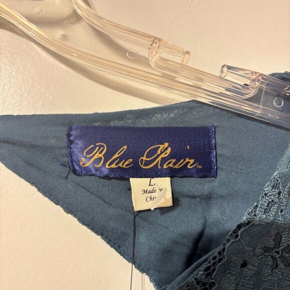 NWT Blue Rain Blue Comfy Lace Floral Embroidered Balloon Sleeve Blouse Top Large - Picture 3 of 8